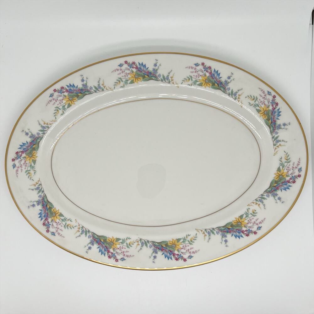 Vintage 1950s Arcadian Fine China Oval Serving Plate Platter Spring Glory 13"